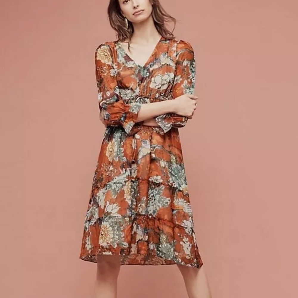 Anthropologie *HEMANT & NANDITA* ZERI PEASANT MIDI DRESS